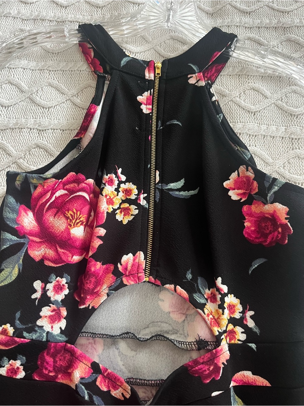 Crave Fame Black Floral Halter Fit-and-Flare Dress Hi-Low Juniors Size Small - Picture 8 of 8
